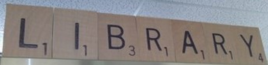 Photo of library sign made from Scrabble letters